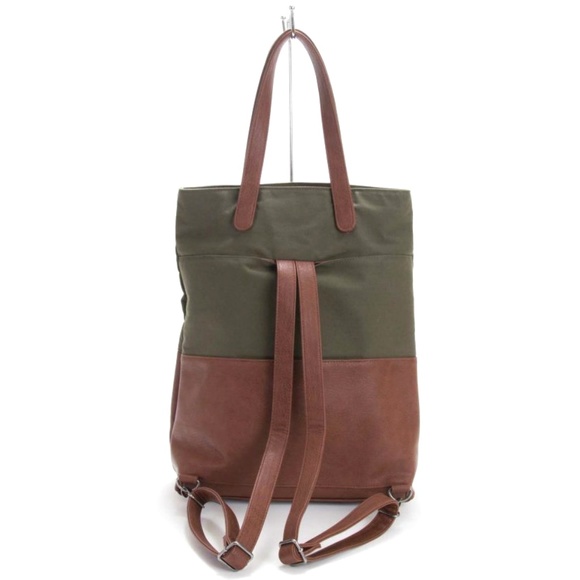 Convertible Vegan Backpack Tote - Olive/Espresso main image 13